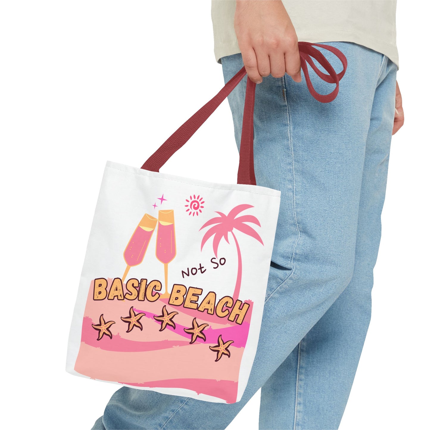 Not So Basic Beach Pink Tote Bag (AOP)