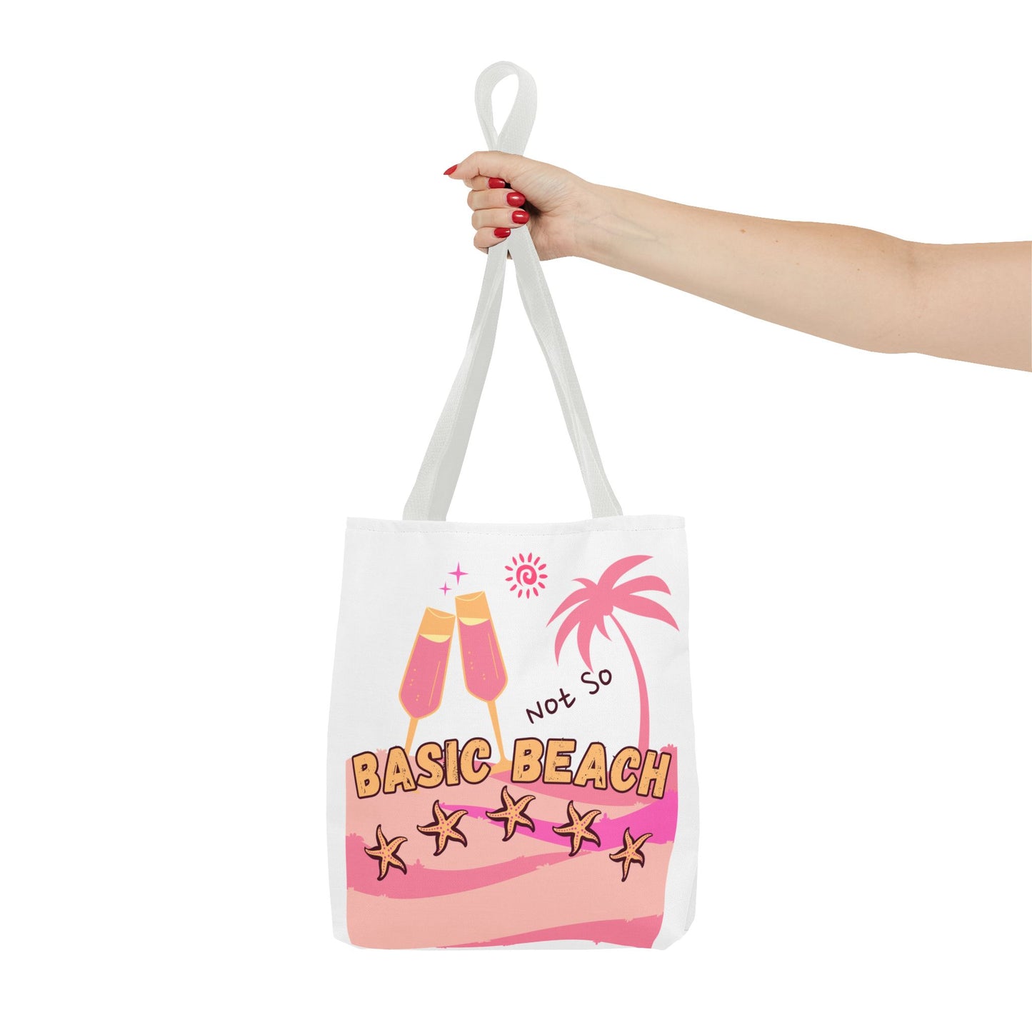 Not So Basic Beach Pink Tote Bag (AOP)