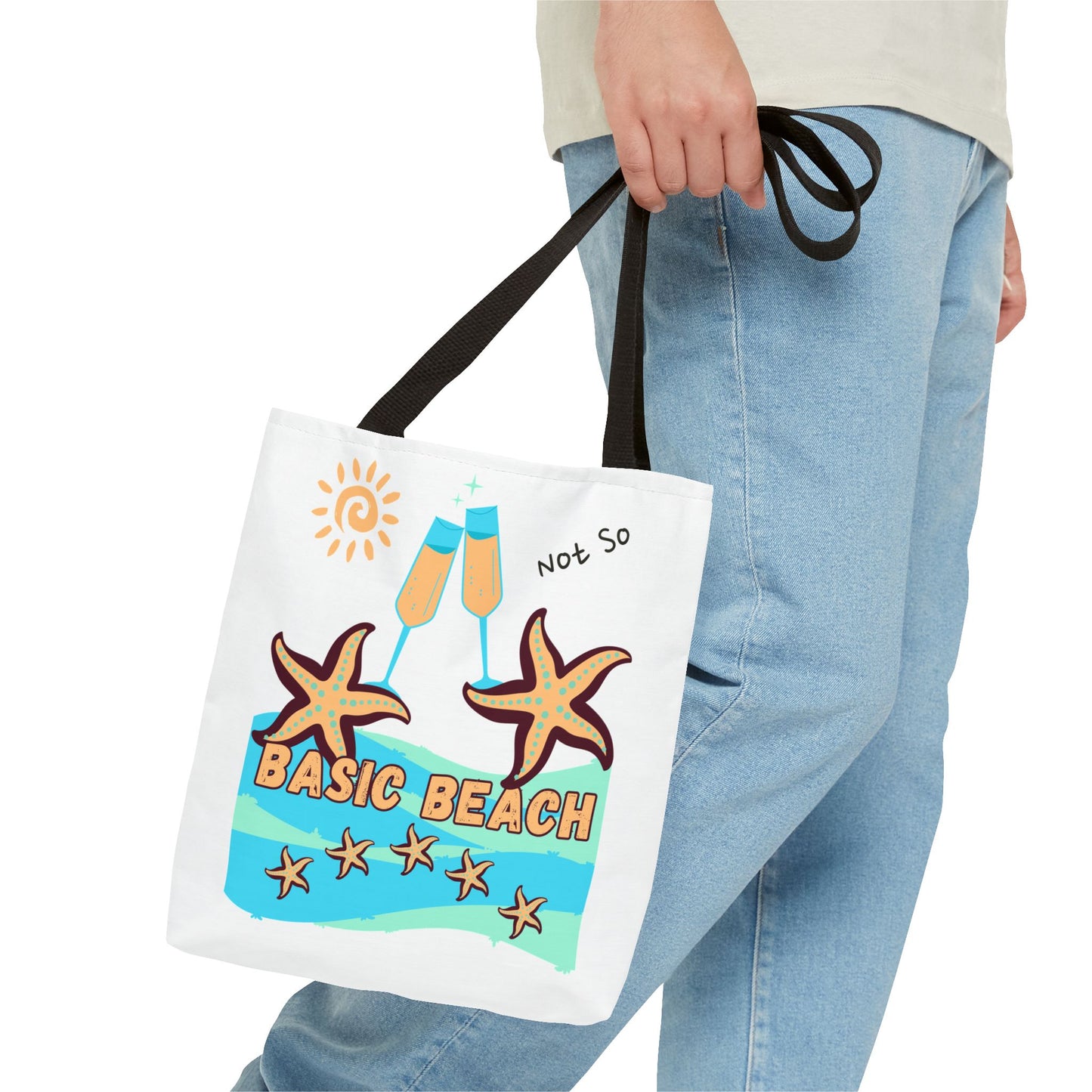 Not So Basic Beach Blue Star Tote Bag (AOP)