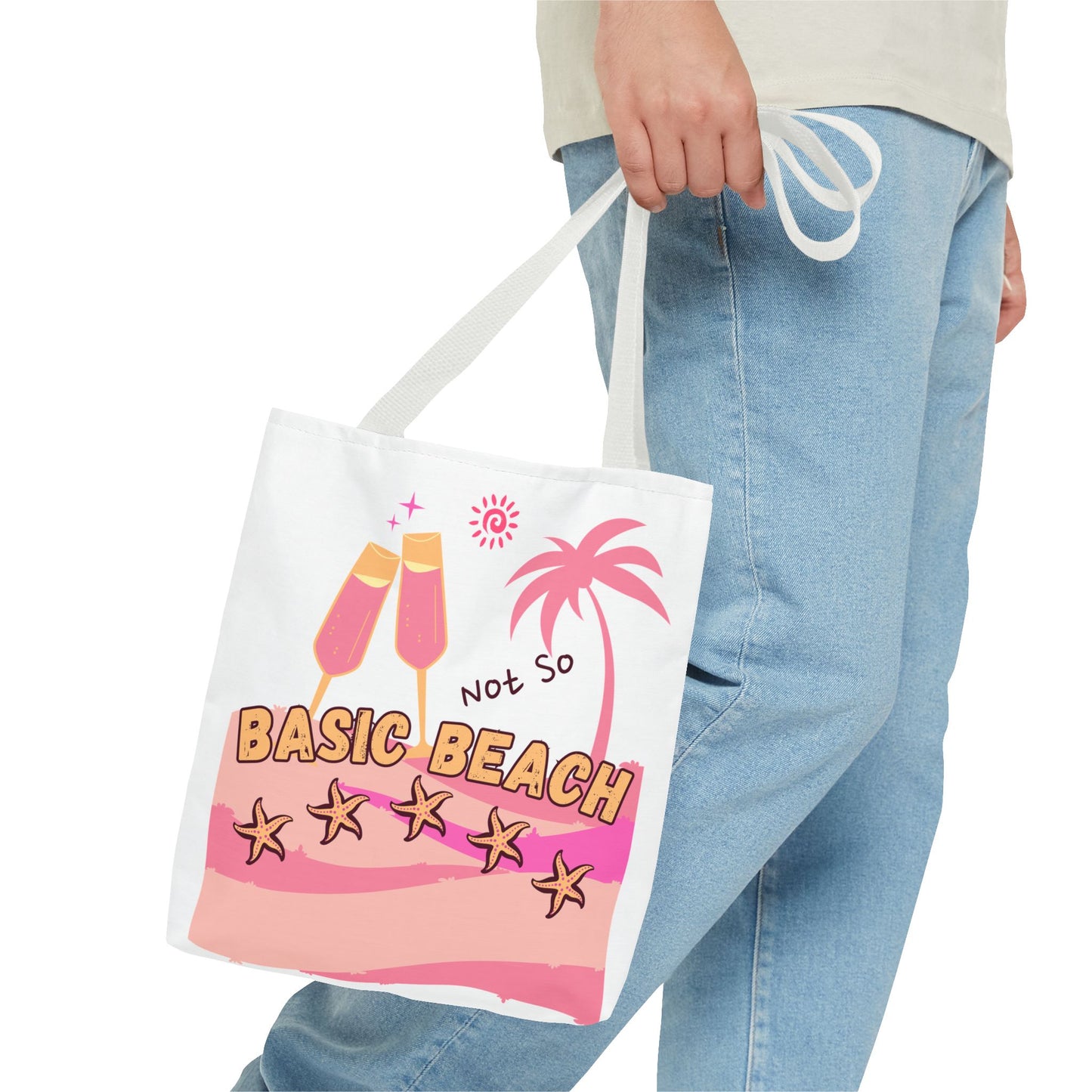 Not So Basic Beach Pink Tote Bag (AOP)