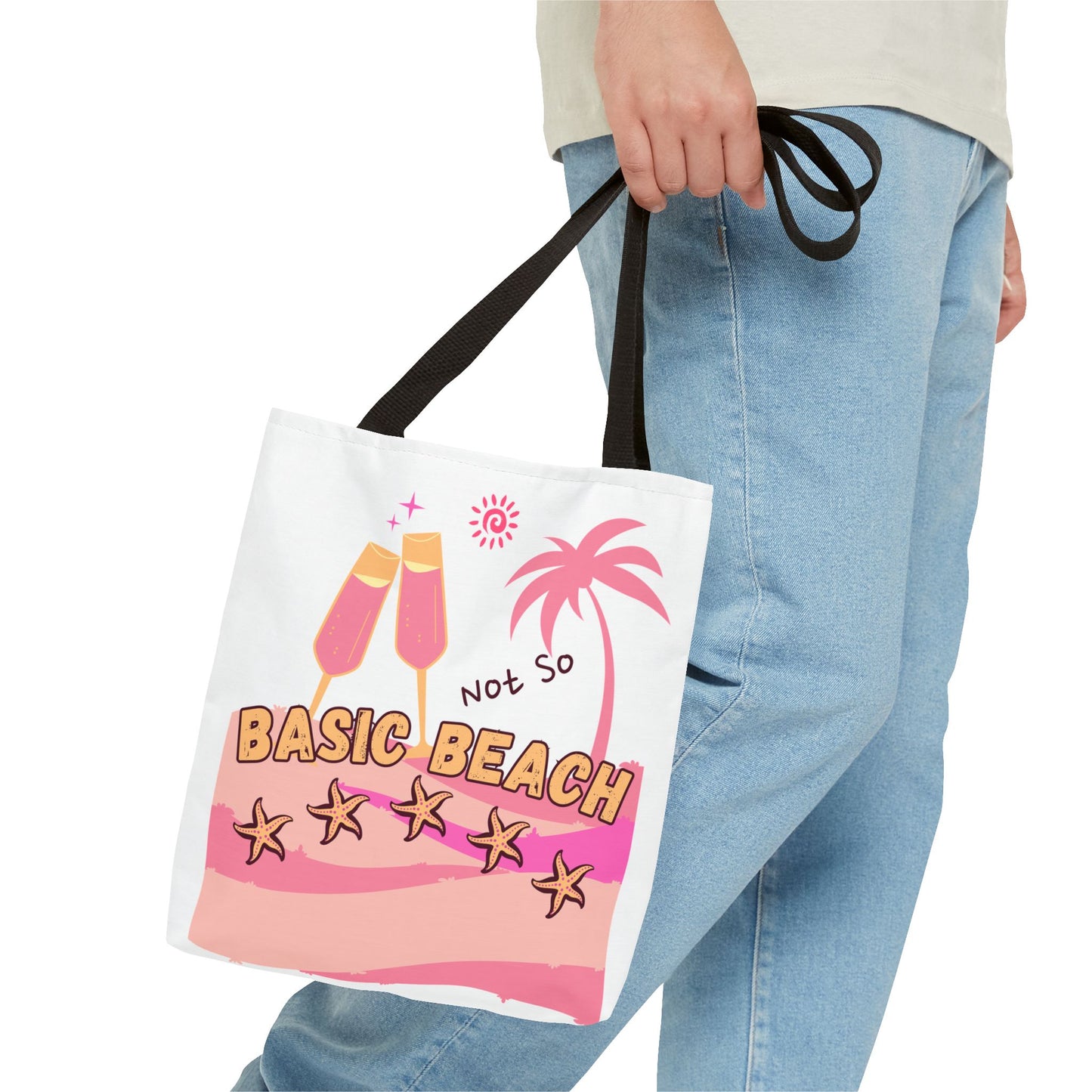 Not So Basic Beach Pink Tote Bag (AOP)