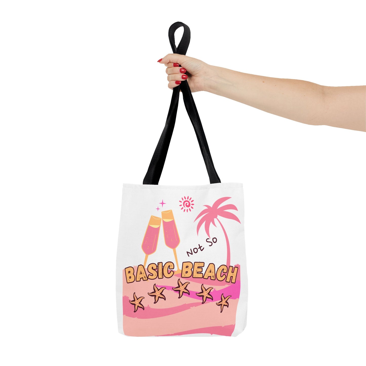 Not So Basic Beach Pink Tote Bag (AOP)