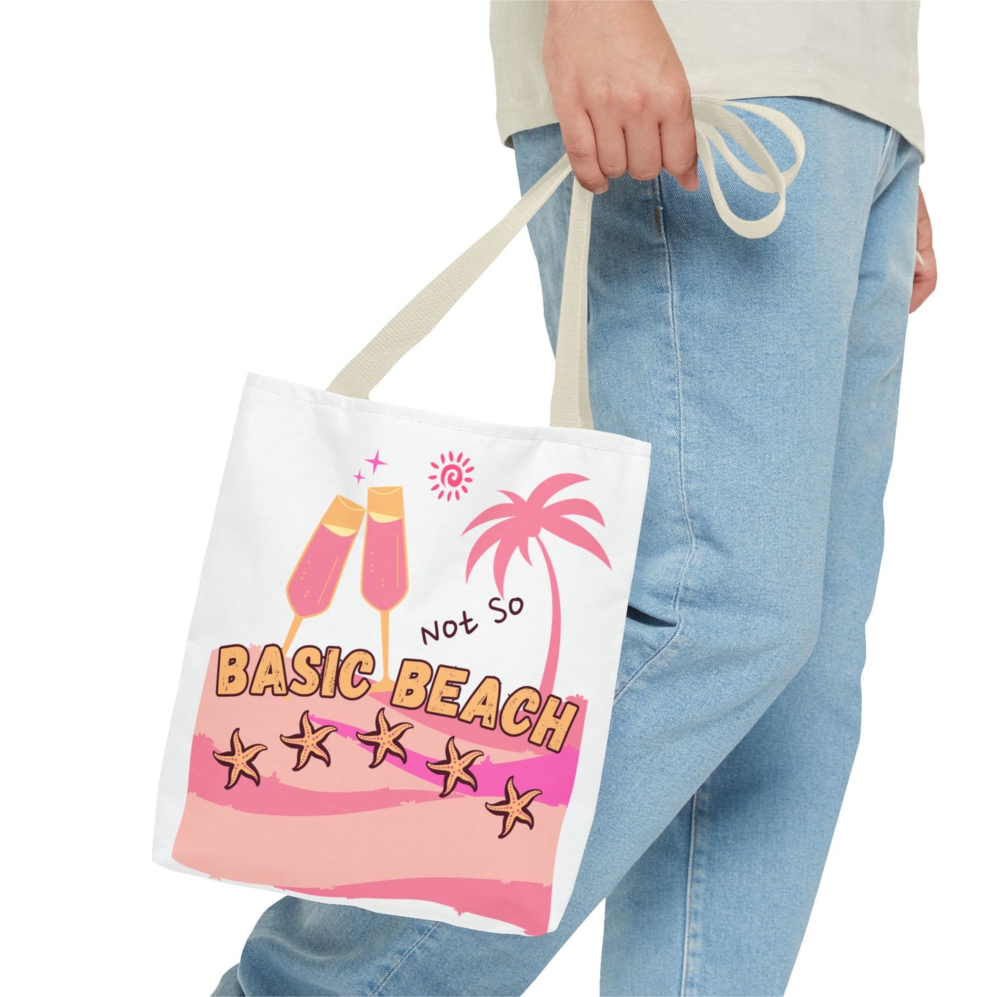 Not So Basic Beach Pink Tote Bag (AOP)