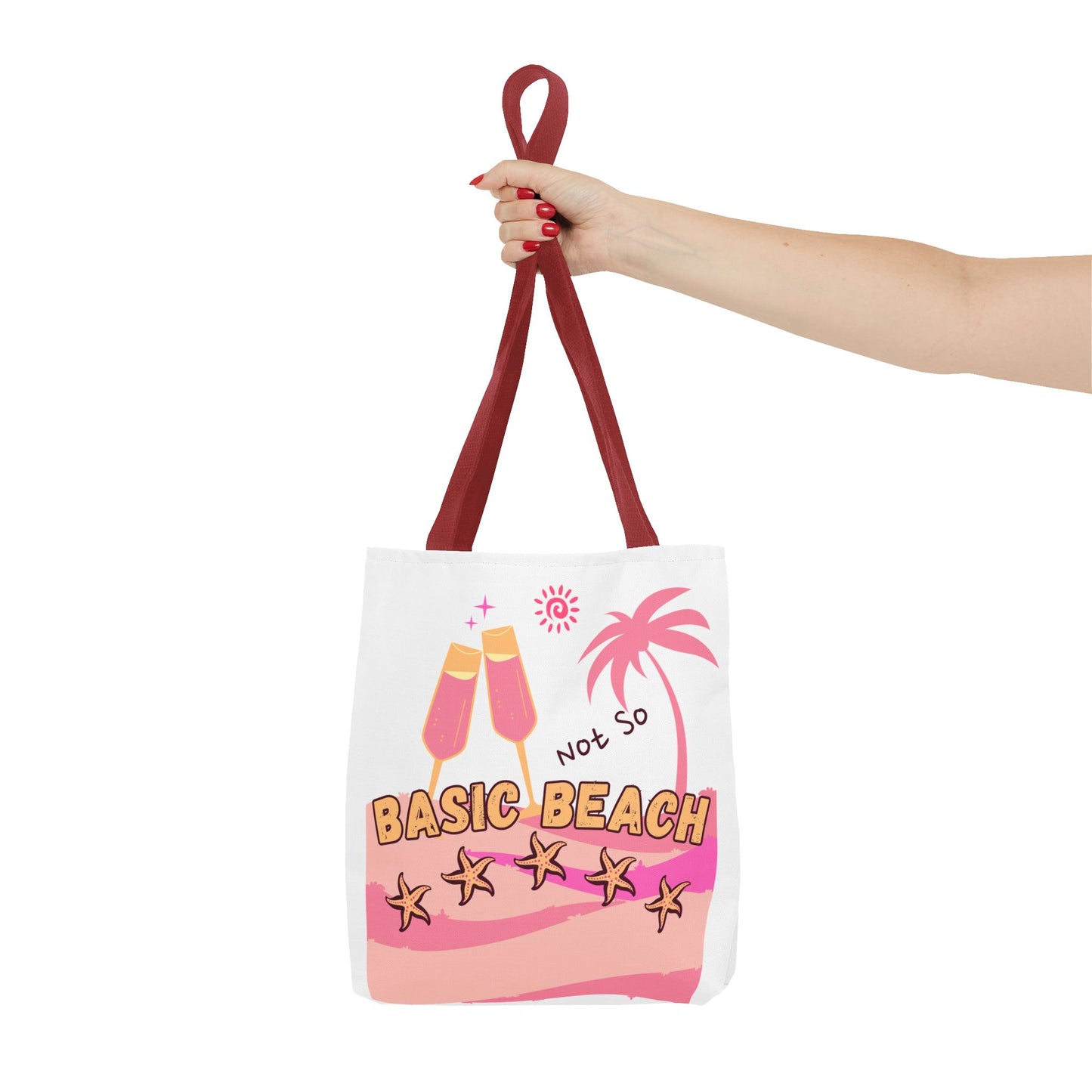 Not So Basic Beach Pink Tote Bag (AOP)