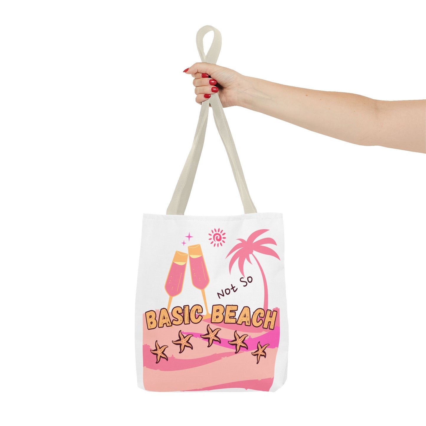 Not So Basic Beach Pink Tote Bag (AOP)