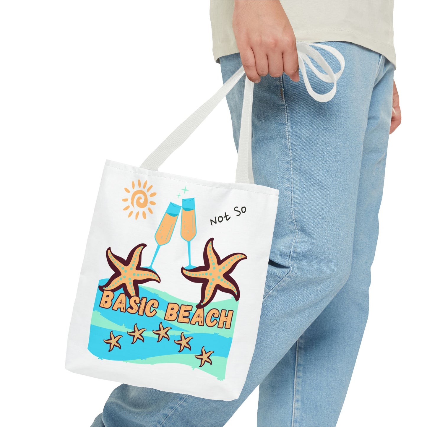 Not So Basic Beach Blue Star Tote Bag (AOP)