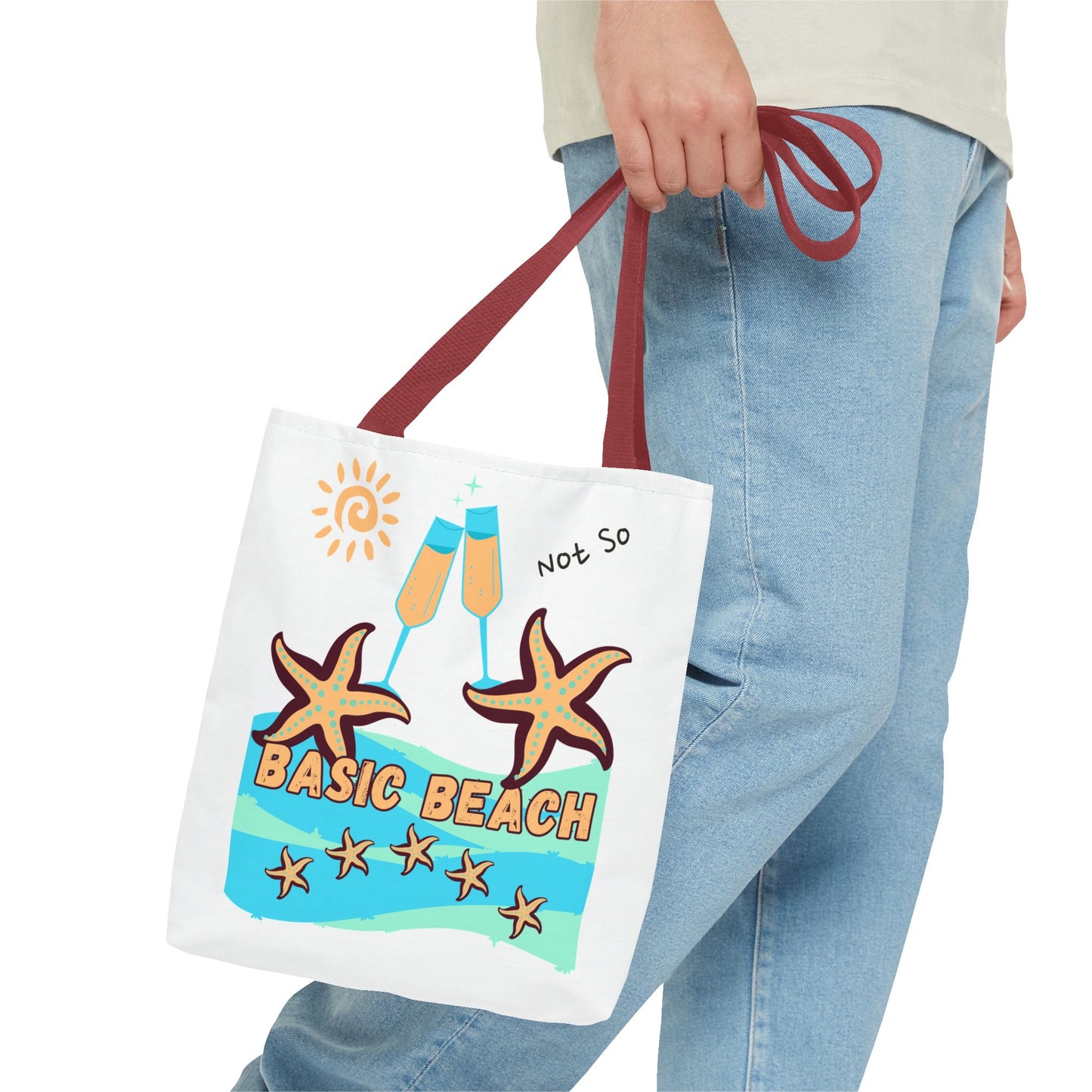 Not So Basic Beach Blue Star Tote Bag (AOP)